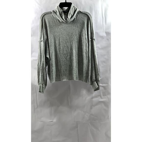 SUNDAY STEVENS Women's Light Gray Turtleneck Dropped Shoulder Sweater SZ M - Picture 1 of 8